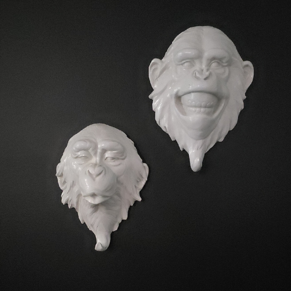 White Monkey Wall Hook Decor Set